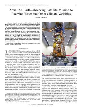 Aqua: an Earth-Observing Satellite Mission to Examine Water and Other Climate Variables Claire L