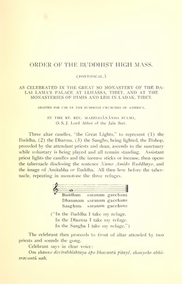 Order of the Buddhist High Mass (Pontifical)