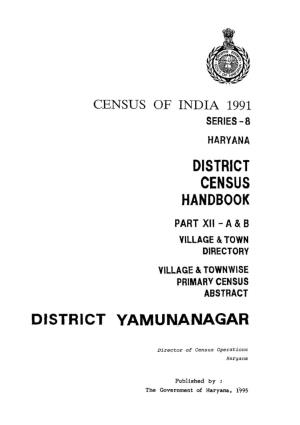 Village & Townwise Primary Census Abstract, Yamunanagar, Part XII A