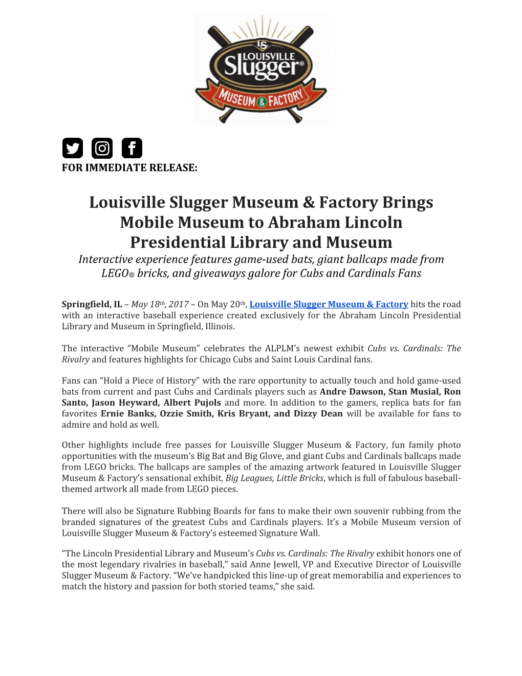 Louisville Slugger Museum & Factory Brings Mobile Museum to Abraham