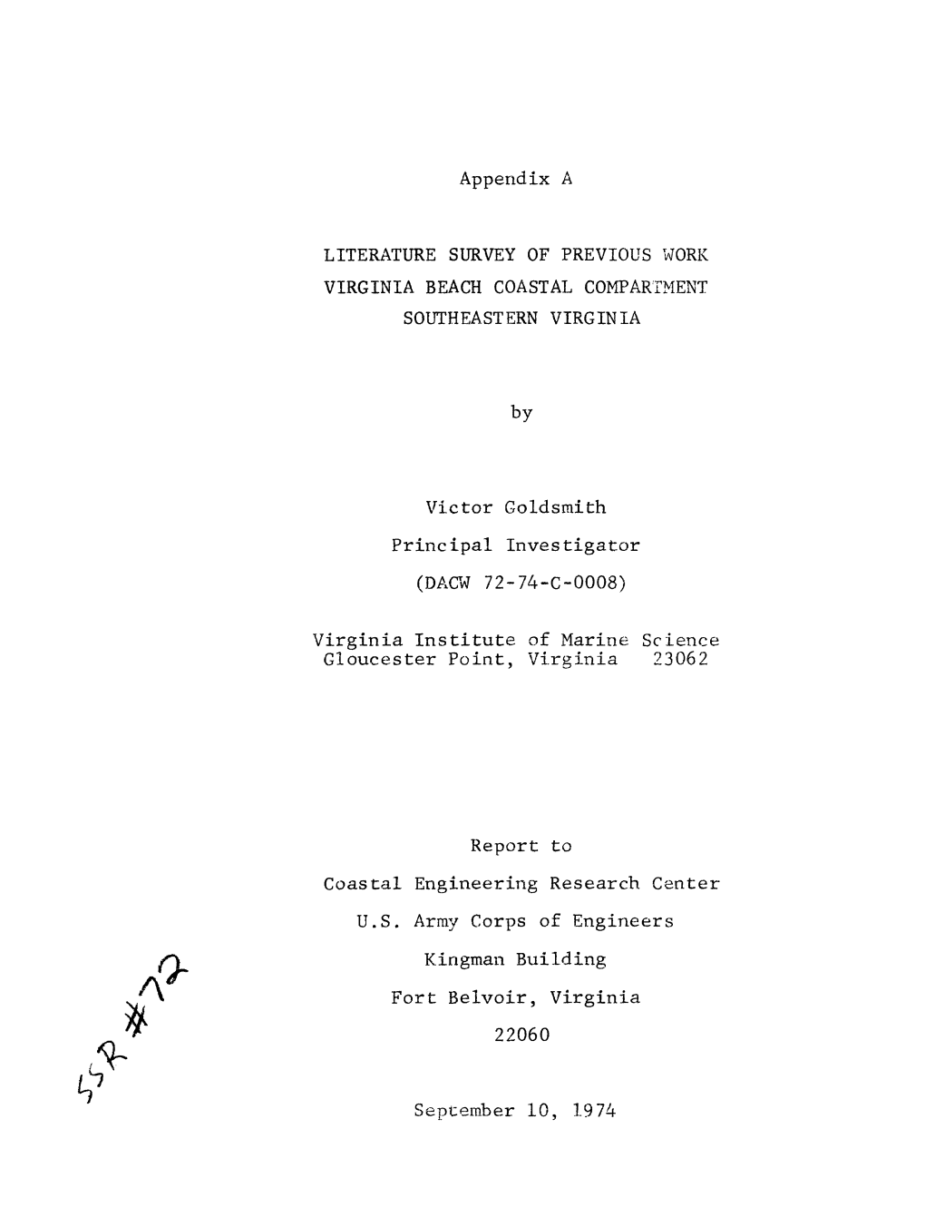 Literature Survey of Previous Work Virginia Beach Coastal Comparthent Southeastern Virginia