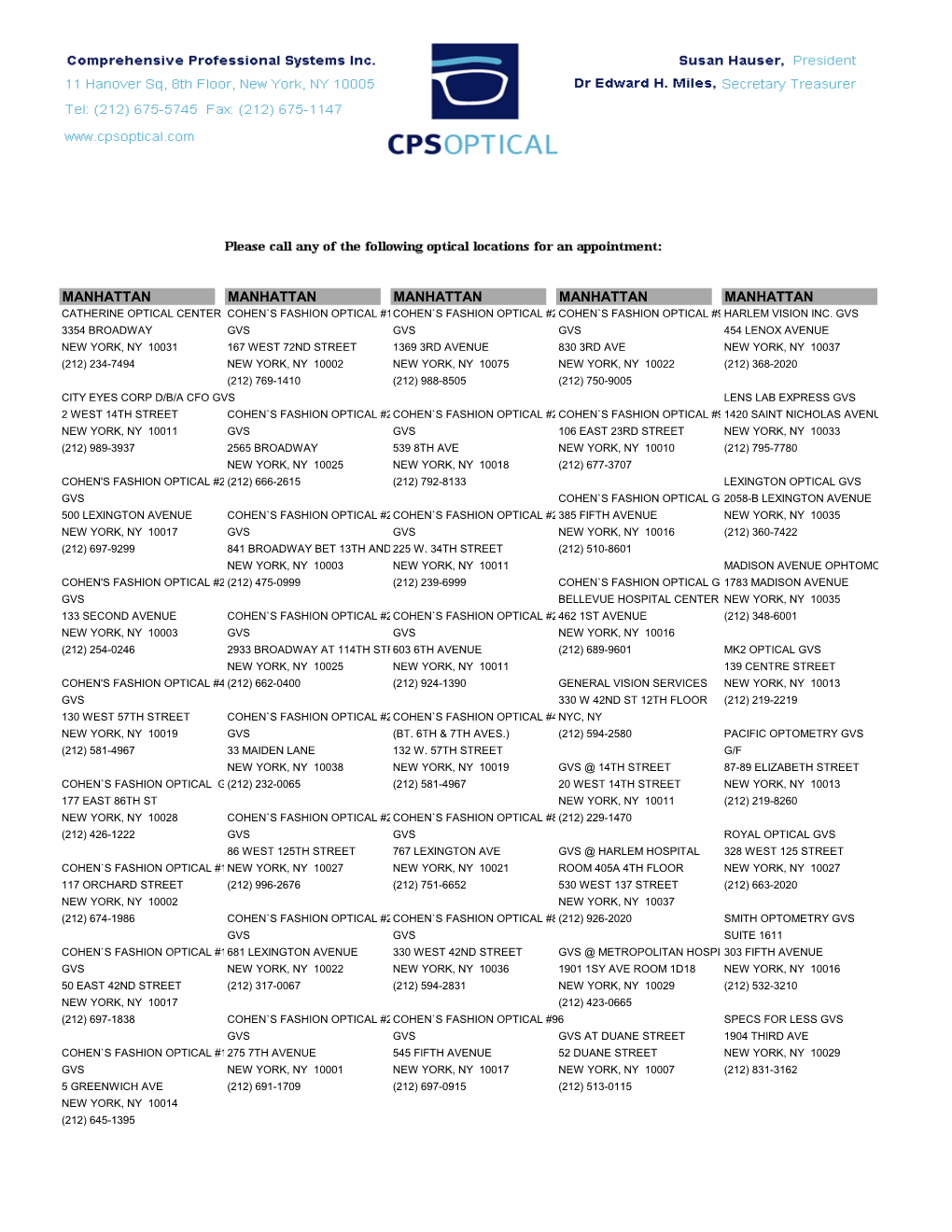 Vision Provider List