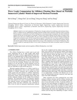 Wave Loads Computation for Offshore Floating Hose Based on Partially Immersed Cylinder Model of Improved Morison Formula