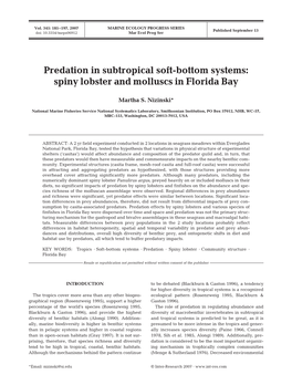 Predation in Subtropical Soft-Bottom Systems: Spiny Lobster and Molluscs in Florida Bay