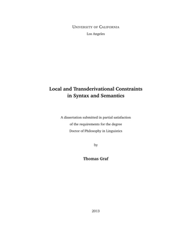Local and Transderivational Constraints in Syntax and Semantics