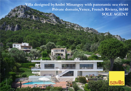 Villa Designed Byandré Minangoy with Panoramic Sea Views Private Domain,Vence, French Riviera, 06140 SOLE AGENT