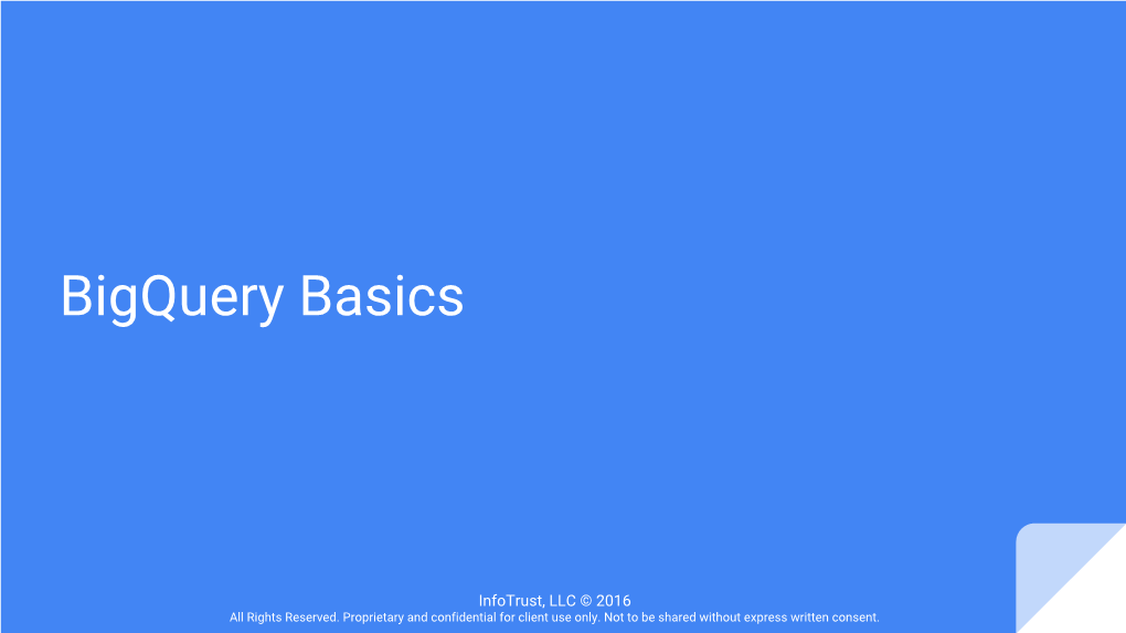 Bigquery Basics