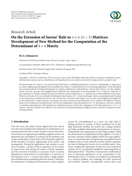 Research Article on the Extension of Sarrus' Rule To
