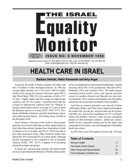 HEALTH CARE in ISRAEL Barbara Swirski, Hatim Kanaaneh and Amy Avgar
