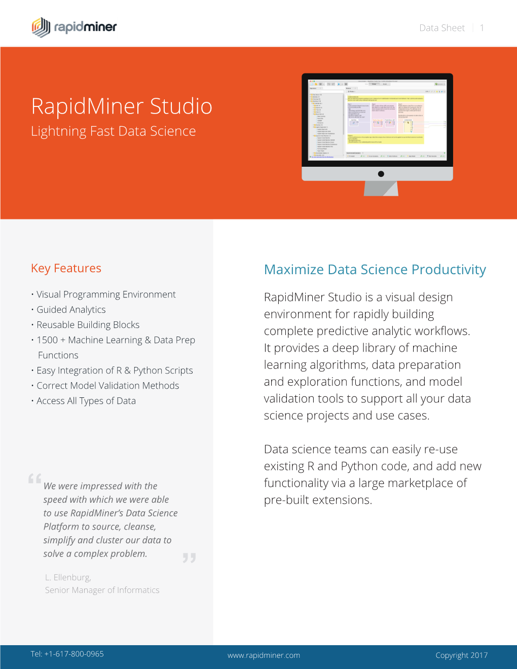 Rapidminer Studio Datasheet