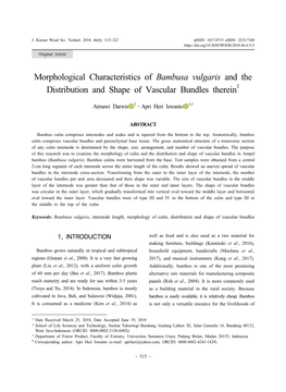 Bambusa Vulgaris and the Distribution and Shape of Vascular Bundles Therein1