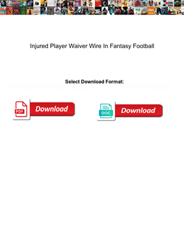 Injured Player Waiver Wire in Fantasy Football