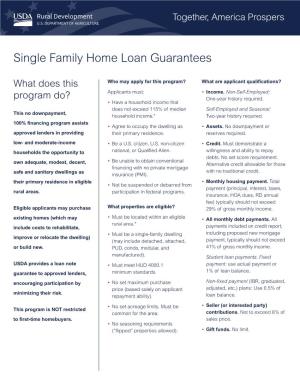 Single Family Home Loan Guarantees