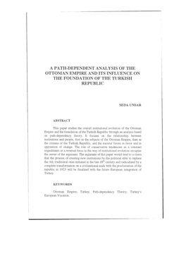 A Path-Dependent Analysis of the Ottoman Empire and Its Influence on the Foundation of the Turkish Republic