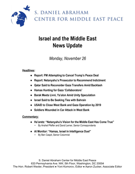 Israel and the Middle East News Update