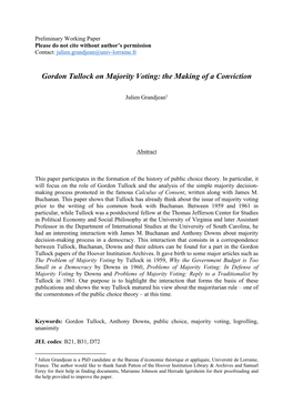 Gordon Tullock on Majority Voting: the Making of a Conviction