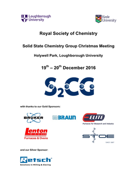Royal Society of Chemistry 19 – 20 December 2016
