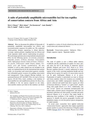 A Suite of Potentially Amplifiable Microsatellite Loci for Ten Reptiles Of