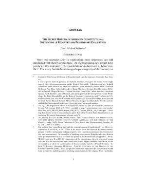 The Secret History of American Constitutional Skepticism: a Recovery and Preliminary Evaluation