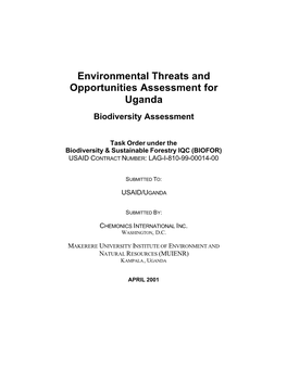 Environmental Threats and Opportunities Assessment for Uganda Biodiversity Assessment