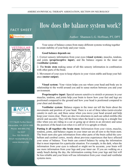 How Does the Balance System Work? FACT SHEET