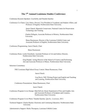 The 7Th Annual Louisiana Studies Conference