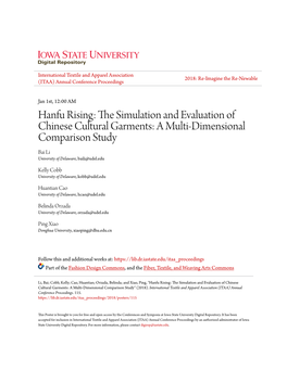Hanfu Rising: the Simulation and Evaluation of Chinese Cultural Garments: a Multi- Dimensional Comparison Study