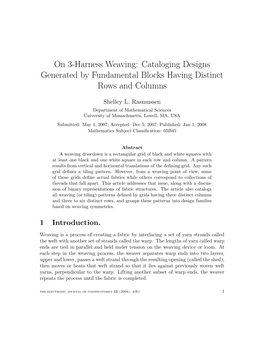 On 3-Harness Weaving: Cataloging Designs Generated by Fundamental Blocks Having Distinct Rows and Columns