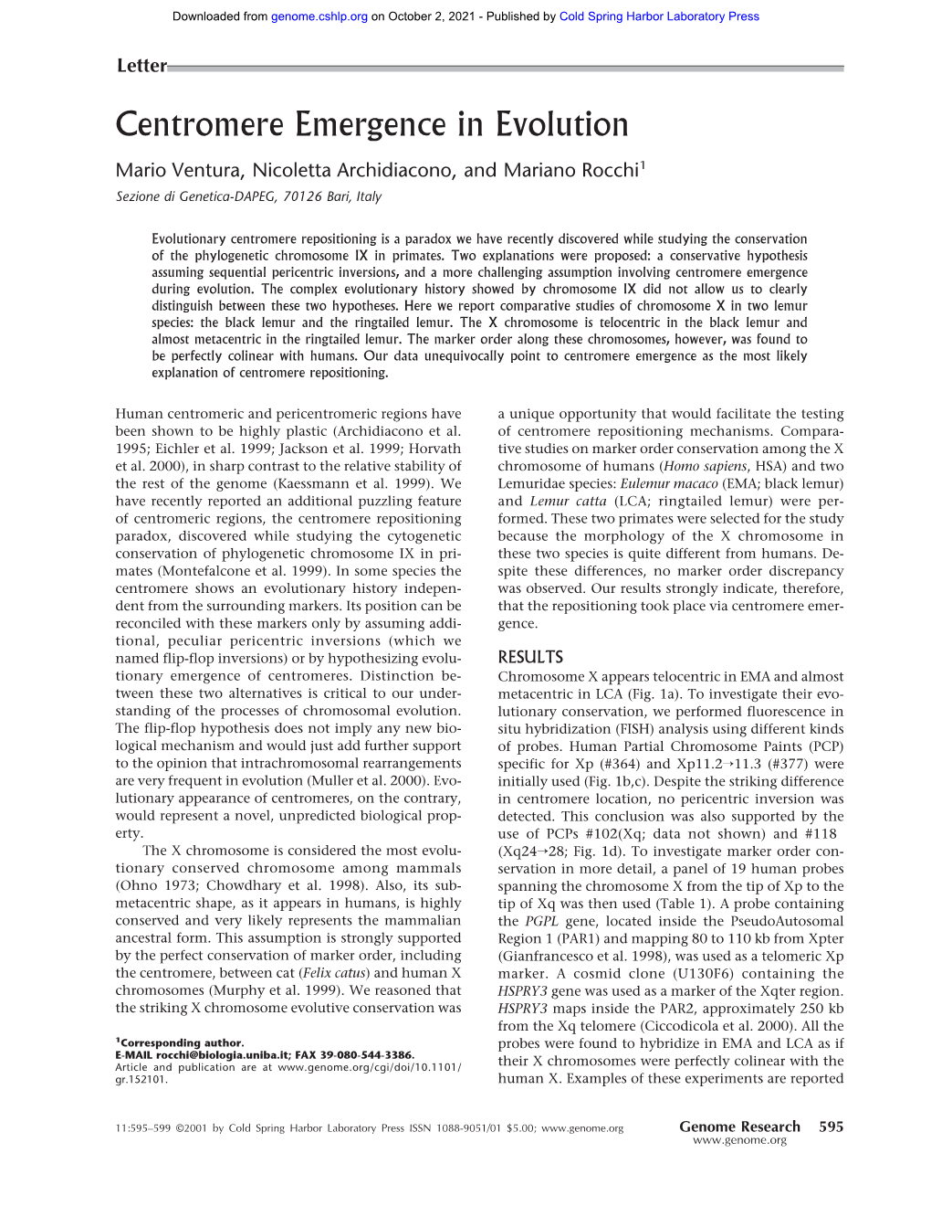 Centromere Emergence in Evolution