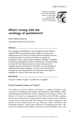 What's Wrong with the Sociology of Punishment?