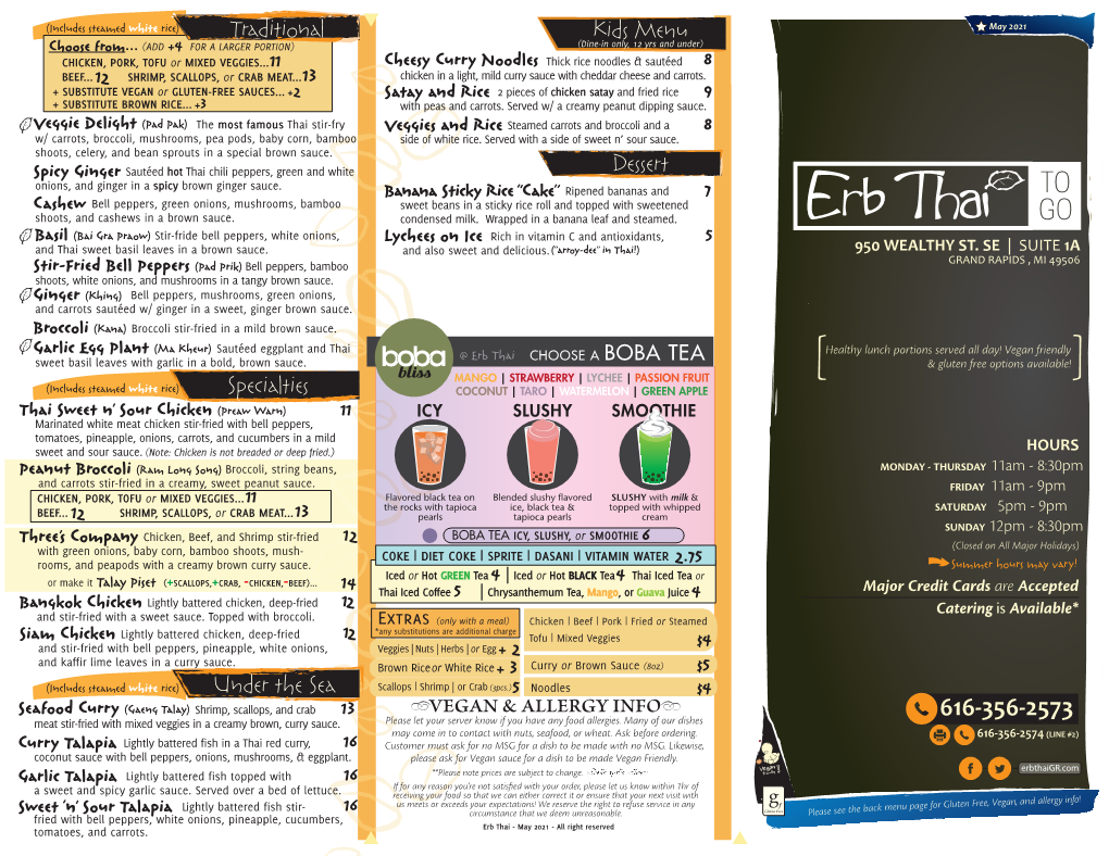 Erb Thai 2021 Menu (PDF)