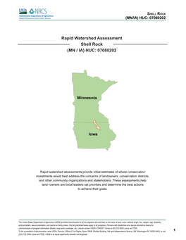 Rapid Watershed Assessment Shell Rock (MN / IA) HUC: 07080202