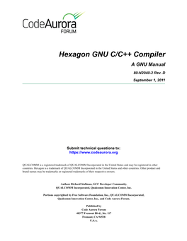 Hexagon GNU C/C++ Compiler a GNU Manual