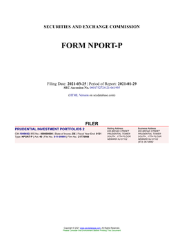 PRUDENTIAL INVESTMENT PORTFOLIOS 2 Form NPORT-P Filed 2021-03-25