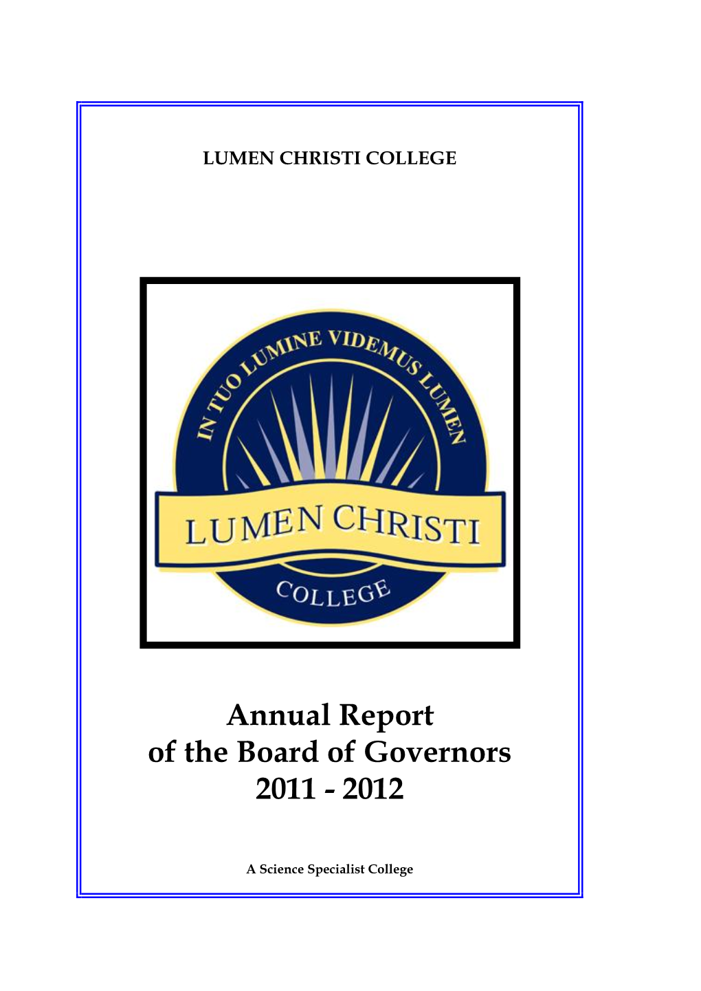 Board of Governors Report 2011-2012