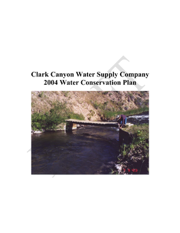 Clark Canyon Water Supply Company 2004 Water Conservation Plan