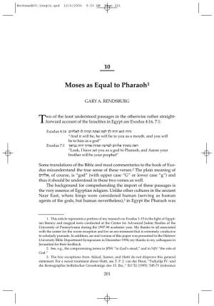 Moses As Equal to Pharaoh1