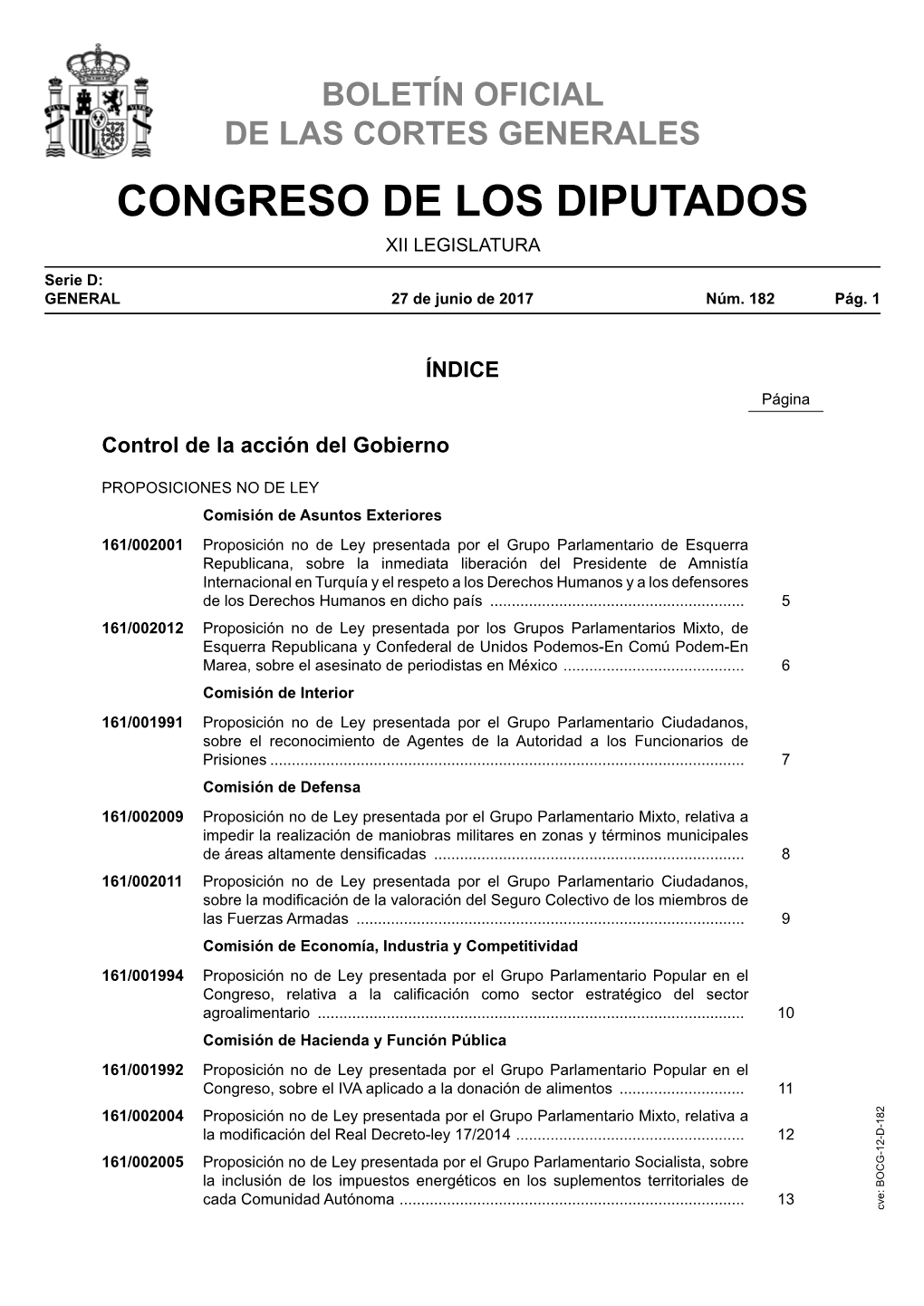 Boletín Oficial De Las Cortes Generales Congreso De Los Diputados Xii Legislatura