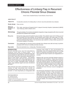 Effectiveness of Limberg Flap in Recurrent Chronic Pilonidal Sinus Disease