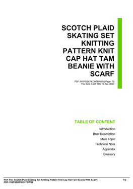 Scotch Plaid Skating Set Knitting Pattern Knit Cap Hat Tam Beanie with Scarf