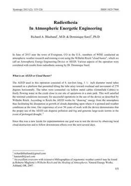 Radiesthesia in Atmospheric Energetic Engineering