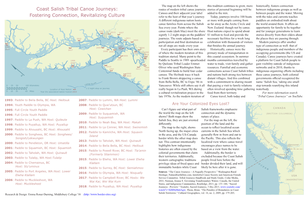 Coast Salish Tribal Canoe Journeys Routes of Modern Tribal Canoe