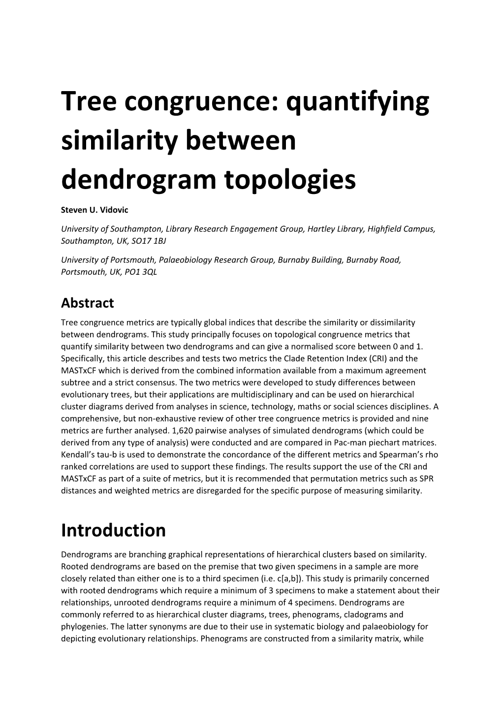 Quantifying Similarity Between Dendrogram Topologies