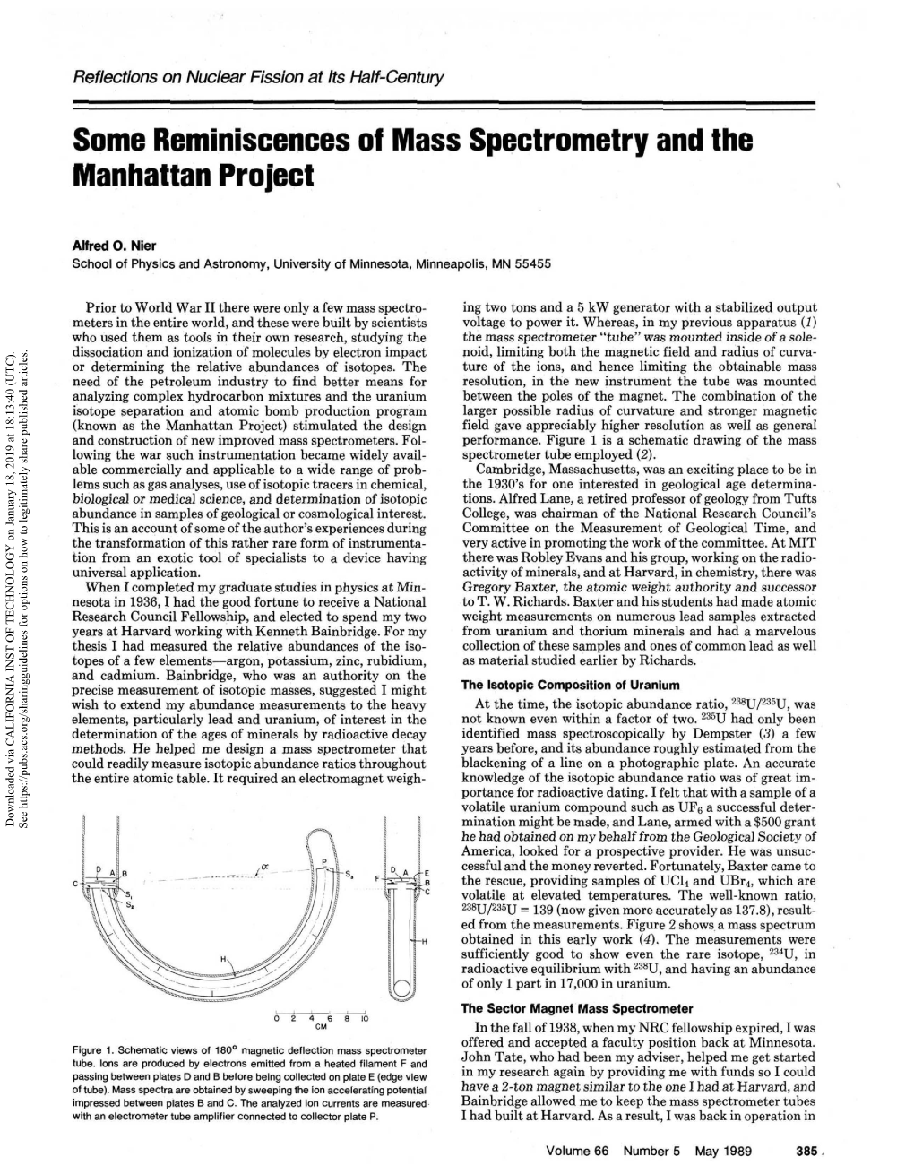 Some Reminiscences of Mass Spectrometry and the Manhattan Project