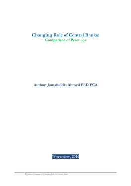 Changing Role of Central Banks: Comparison of Practices