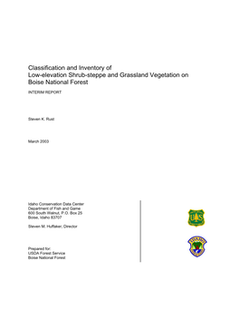 Classification and Inventory of Low-Elevation Shrub-Steppe and Grassland Vegetation on Boise National Forest