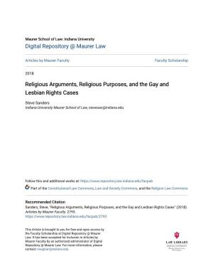 Religious Arguments, Religious Purposes, and the Gay and Lesbian Rights Cases