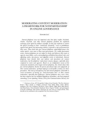 Moderating Content Moderation: a Framework for Nonpartisanship in Online Governance