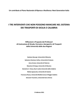 I Tre Interventi Che Non Possono Mancare Nel Sistema Dei Trasporti Di Sicilia E Calabria