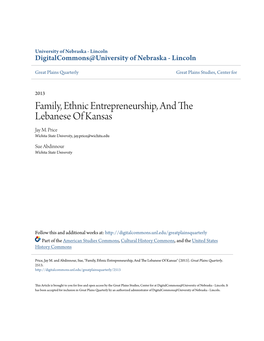 Family, Ethnic Entrepreneurship, and the Lebanese of Kansas Jay M